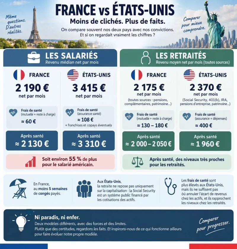 Illustration du post LinkedIn : France vs USA : les chiffres