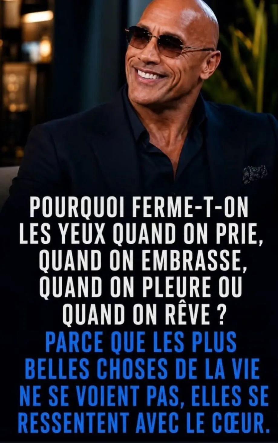 Illustration du post LinkedIn : ❌ Citation de Dwayne Johnson sur pourquoi on ferme les yeux