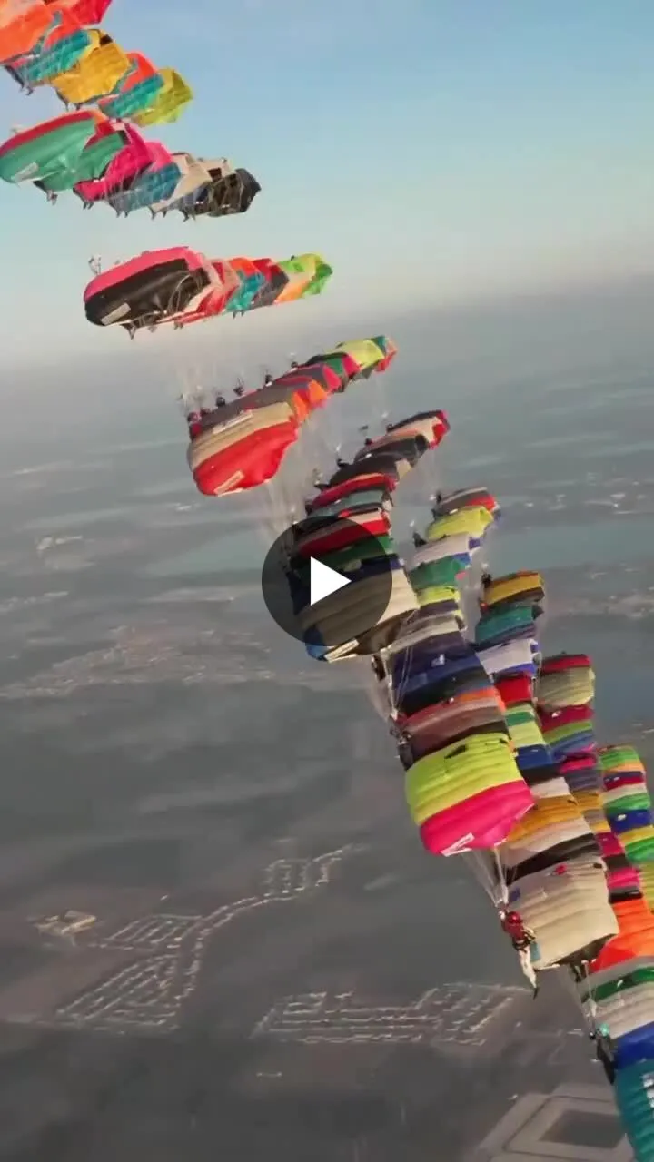 Illustration du post LinkedIn : Record mondial de parachutes en simultané