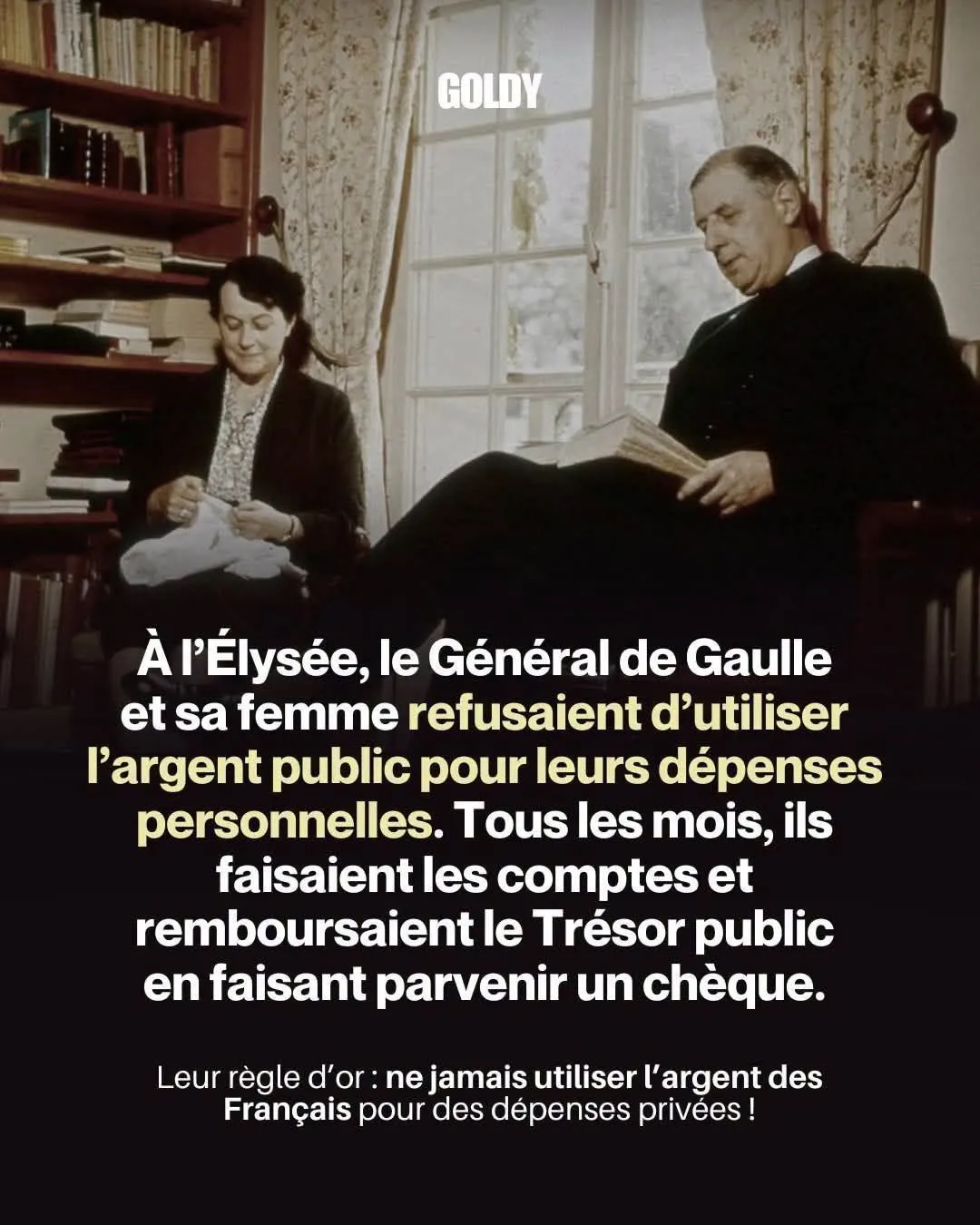 Illustration du post LinkedIn : ✅ Le Général de Gaulle n'utilisait pas l'argent public pour ses besoins persos