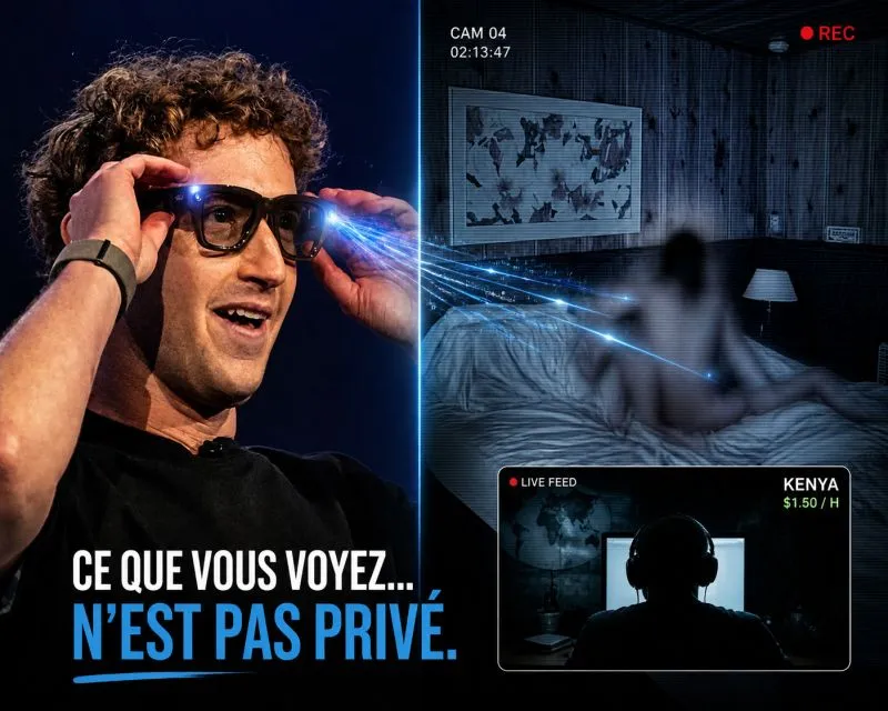 Illustration du post LinkedIn : 🤔 Tout ce que vous voyez avec vos Ray-Ban Meta est envoyé au Kenya