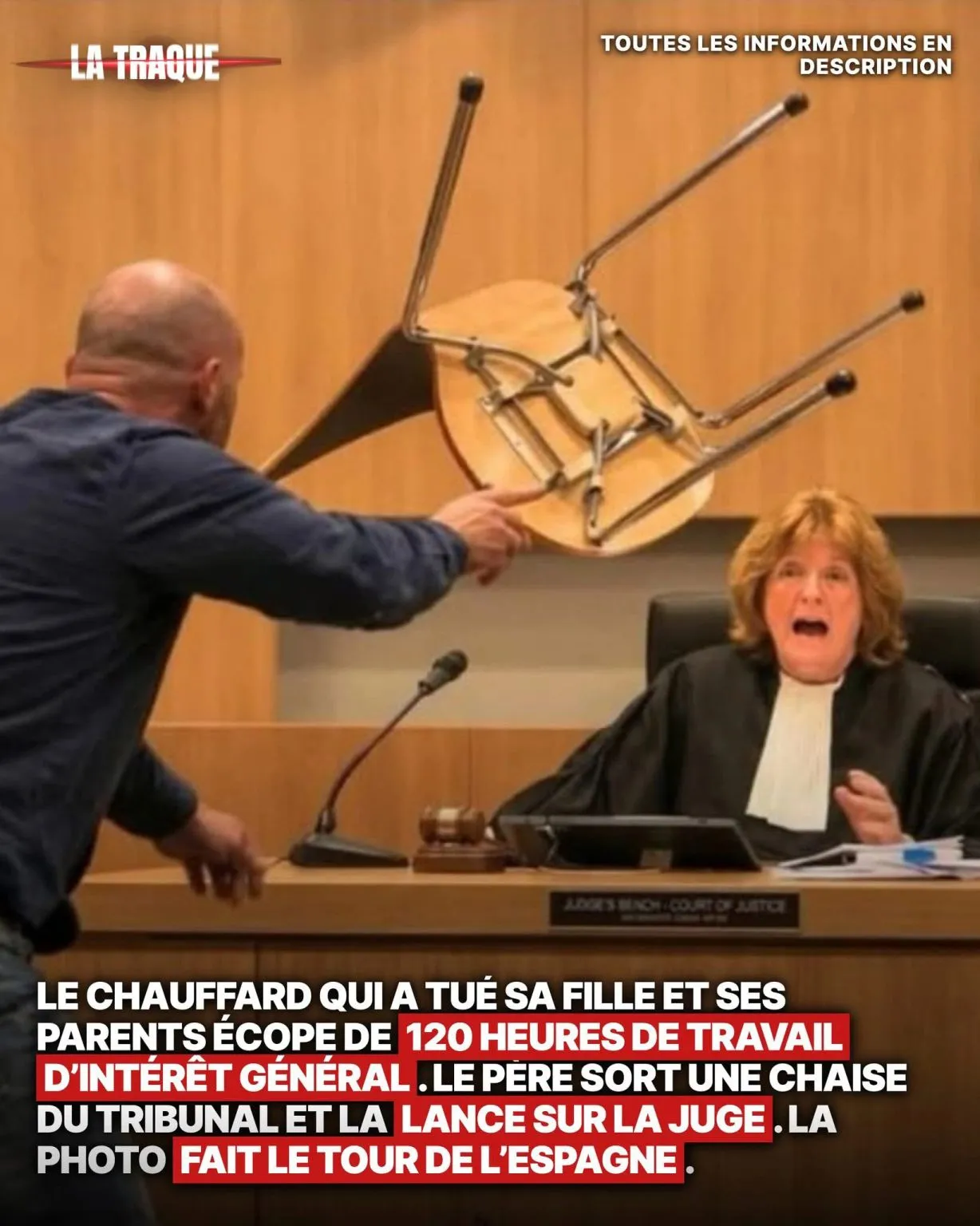 Illustration du post LinkedIn : ❌ En Espagne, le père de la victime a jeté une chaise sur la juge