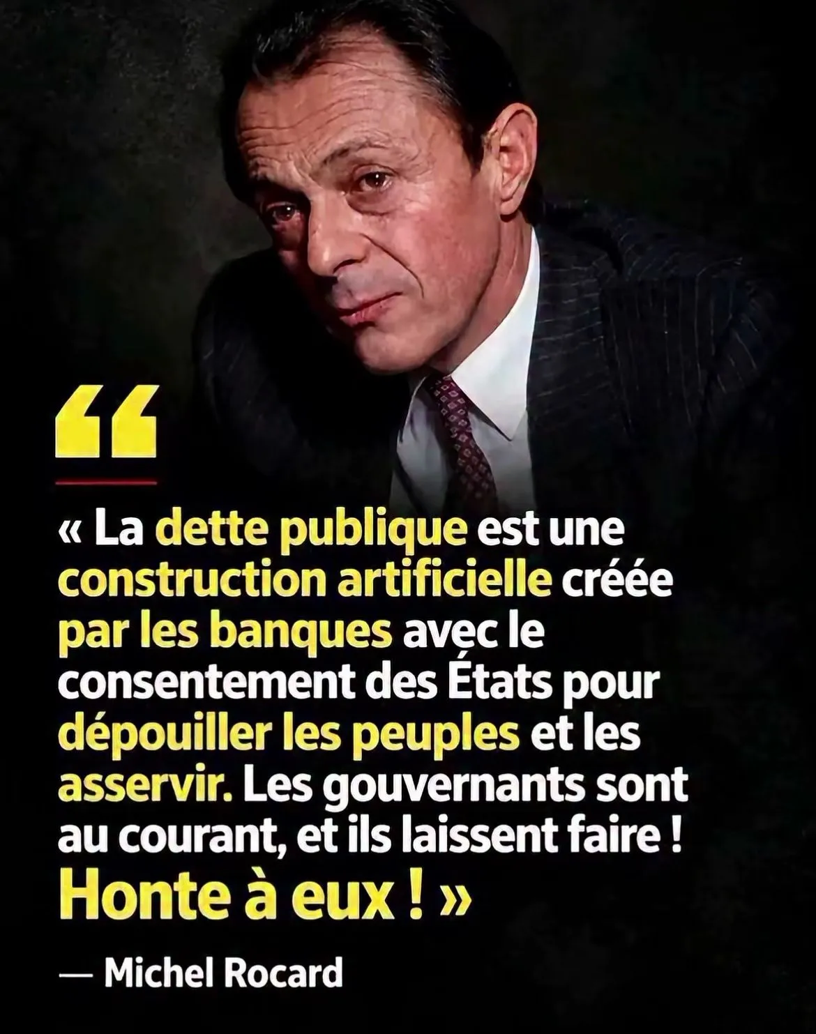 Illustration du post LinkedIn : Citation de Rocard sur la dette publique