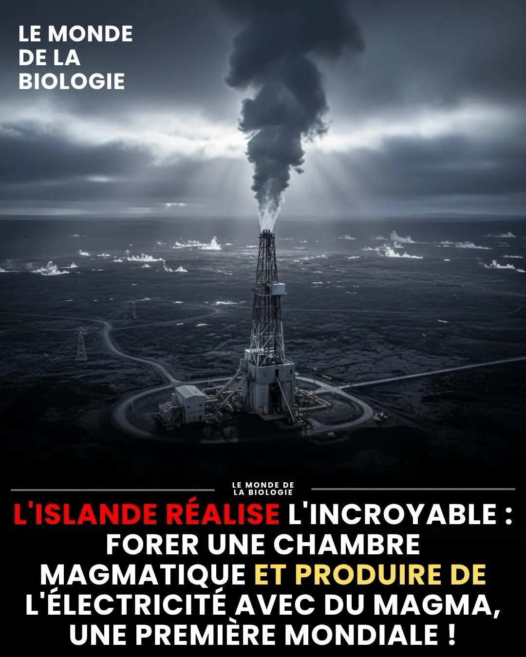 Illustration du post LinkedIn : ❌ L’Islande a créé un puit pour transformer la chaleur magmatique en électricité
