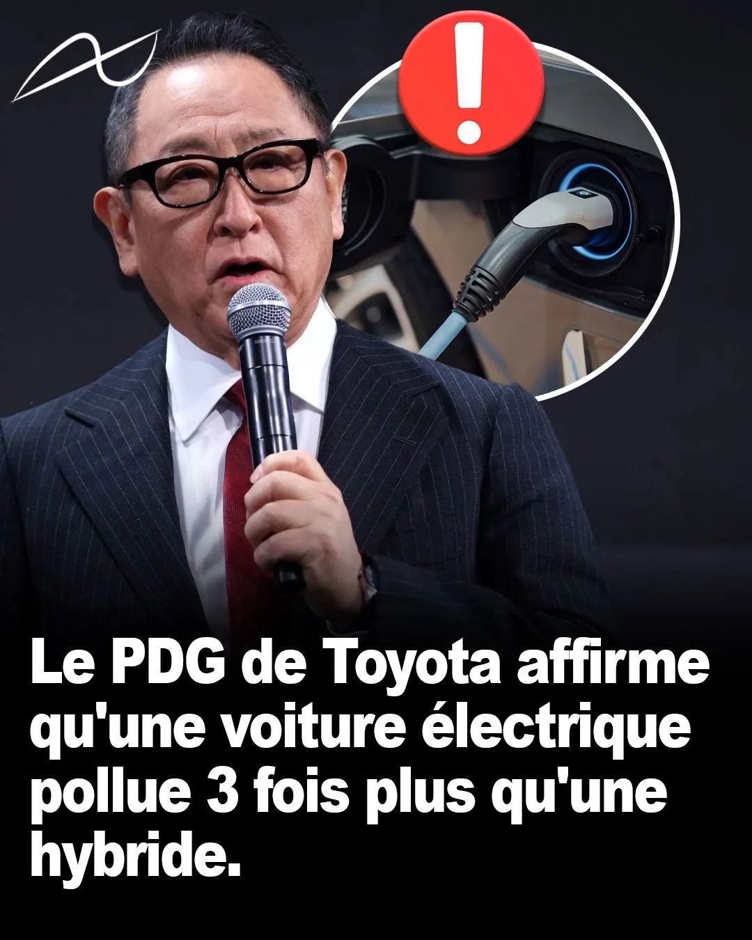 Illustration du post LinkedIn : ❌ Selon Akio Toyoda, le patron de Toyota, les voitures électriques polluent 3 fois plus que les hybrides