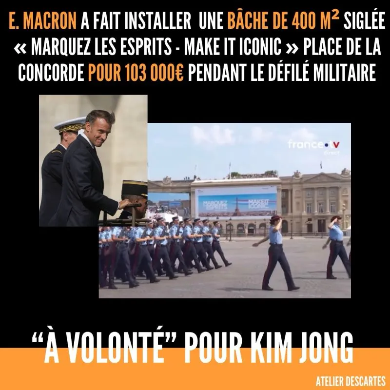 Illustration du post LinkedIn : La bâche installée pour le défilé du 14 Juillet a côuté 103 000 €