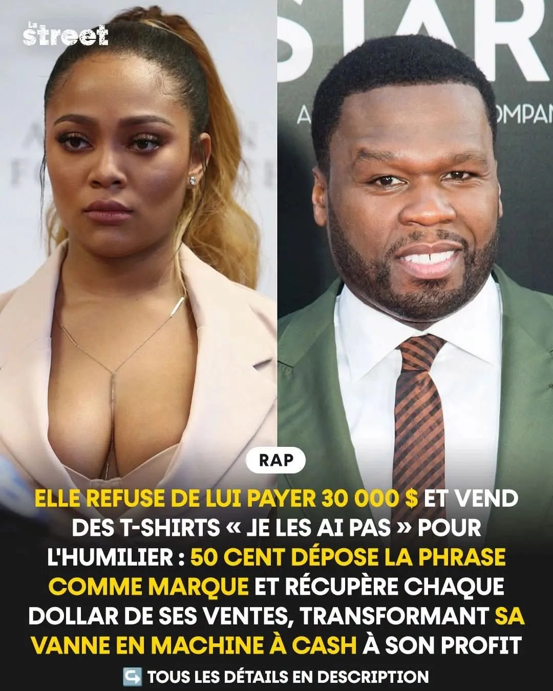 Illustration du post LinkedIn : ⚠ Revanche de 50 cent sur Teairra Mari