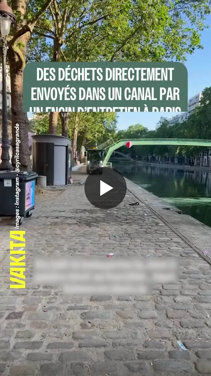 Illustration du post LinkedIn : ✅ Nettoyage de rue à Paris en jettant les déchets dans un canal