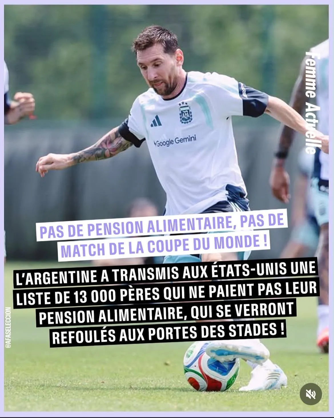 Illustration du post LinkedIn : ✅ L'Argentine empêche les non payeurs de pension alimentaire d'aller à la coupe du Monde
