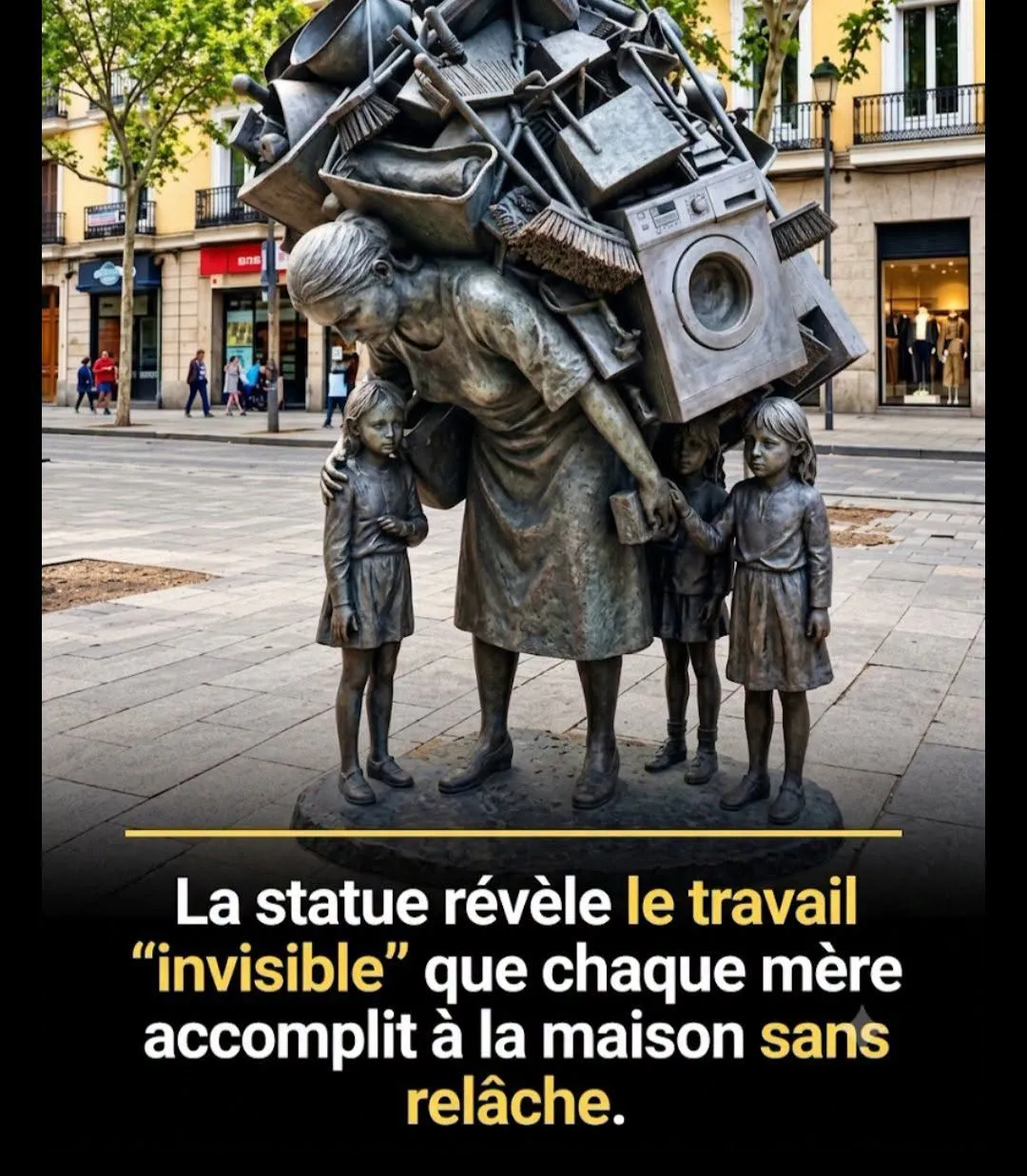 Illustration du post LinkedIn : Une statue représentant la charge mentale de la femme à Almeria