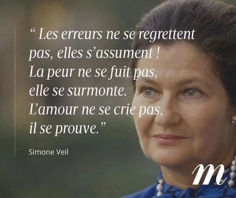 Illustration du post LinkedIn : Citation de Simone Veil sur les erreurs et l'amour