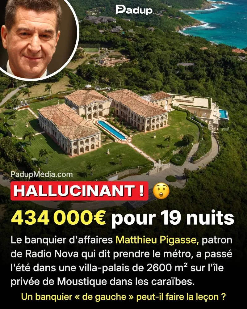 Illustration du post LinkedIn : Matthieu Pigasse dépense une fortune en vacances sur une île privé