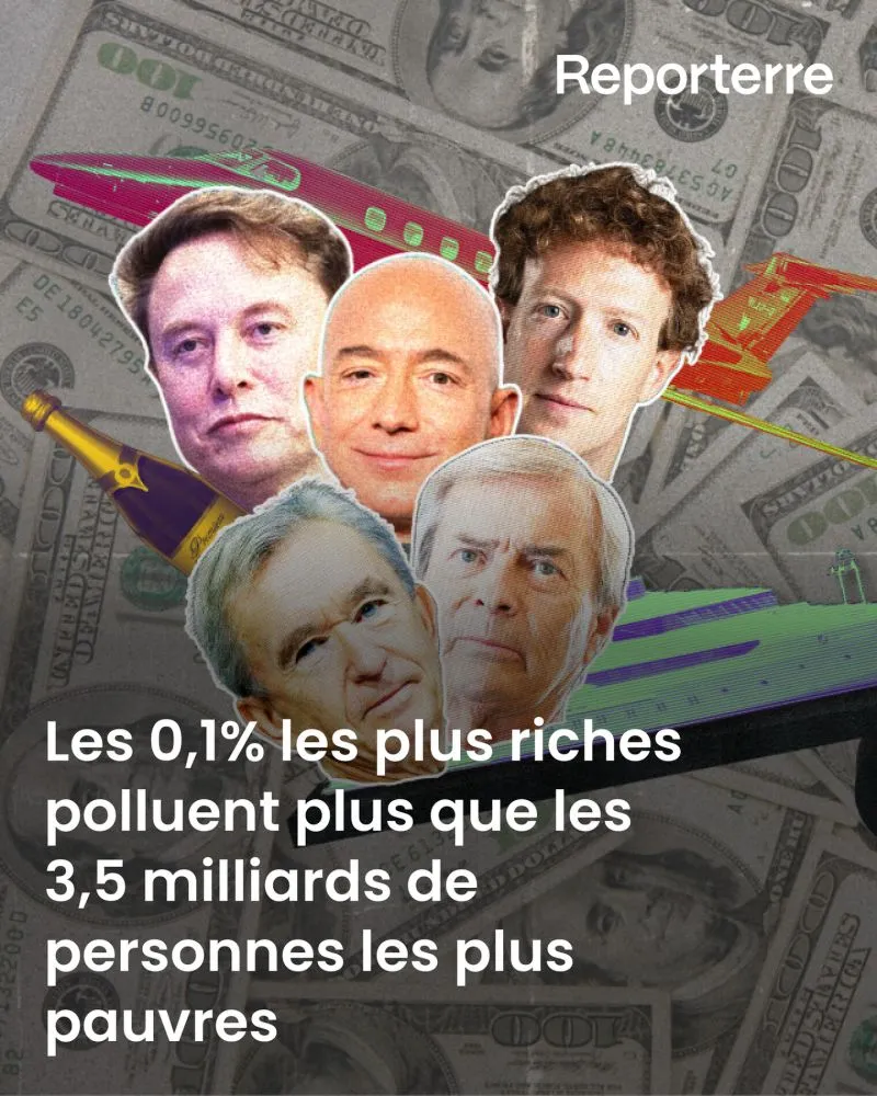 Illustration du post LinkedIn : Les 0,1 % les plus riches émettent plus de carbone que les 3,5 milliards les plus pauvres
