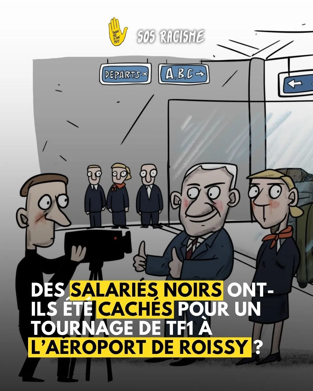 Illustration du post LinkedIn : ✅ Lors d'un tournage de TF1, les salariés de couleur noire ont été cachés par leur employeur