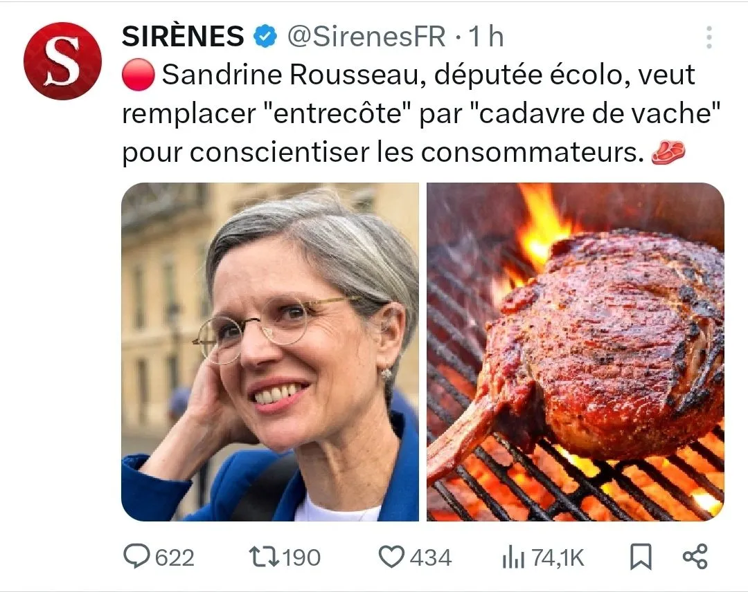 Illustration du post LinkedIn : ⚠ Citation de Rousseau qui veut renommer l’entrecôte