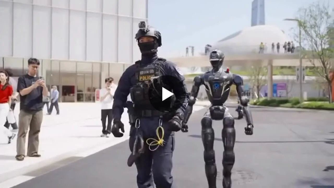 Illustration du post LinkedIn : Des robots humanoïdes patrouillent avec le SWAT