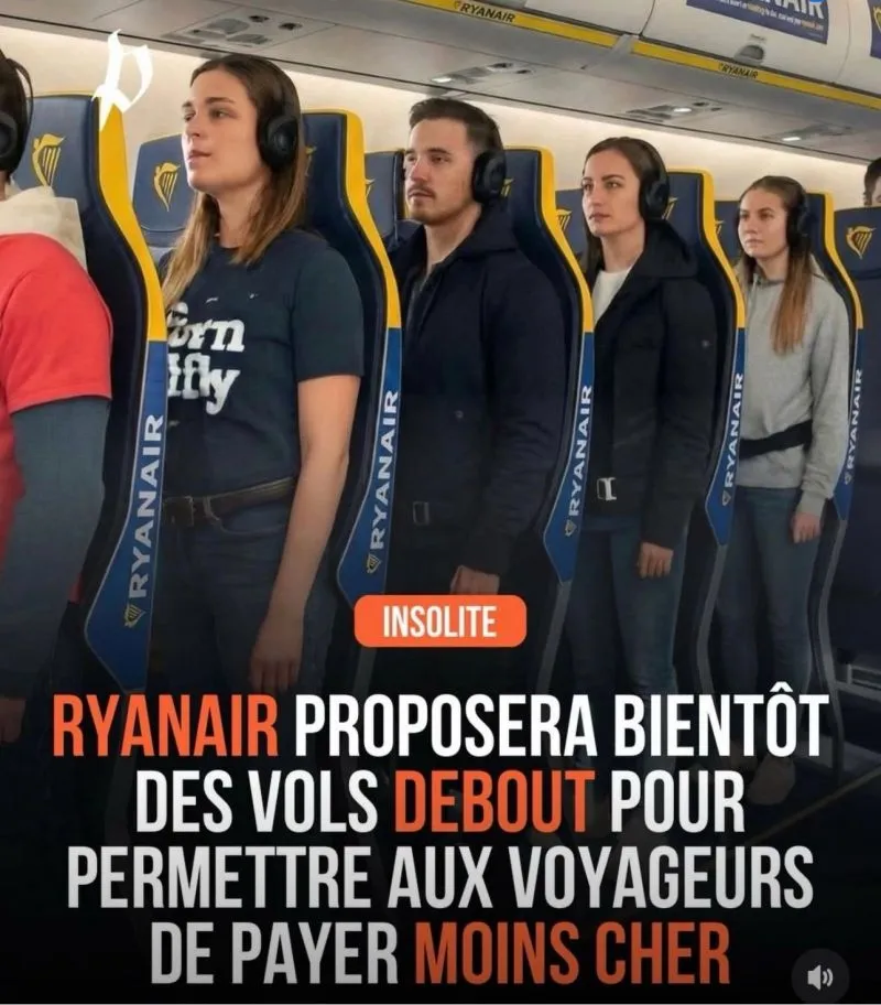 Illustration du post LinkedIn : ❌ Ryanair propose de voler debout