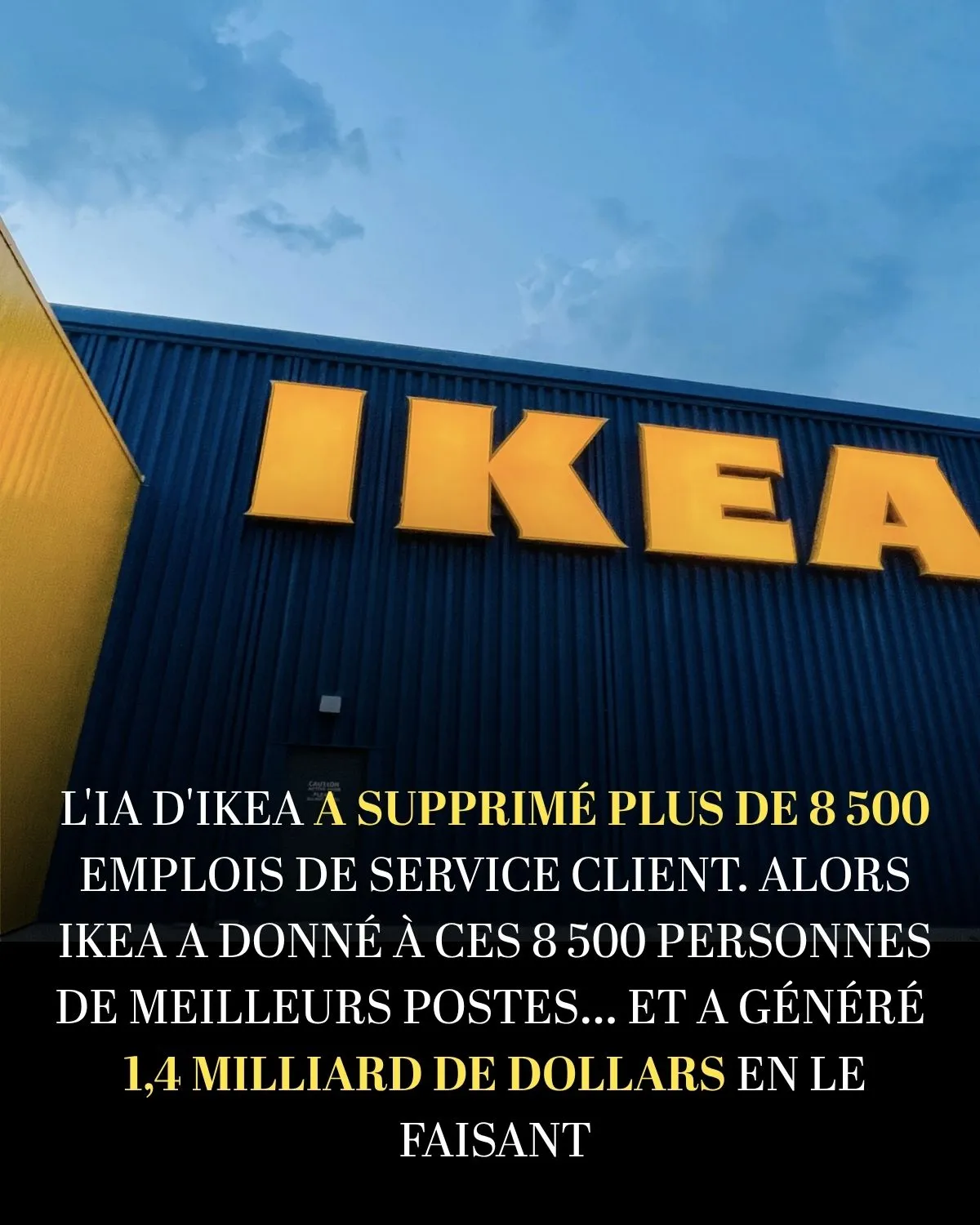 Illustration du post LinkedIn : IKEA a remplacé 8500 postes par une IA mais n'a licencié personne !