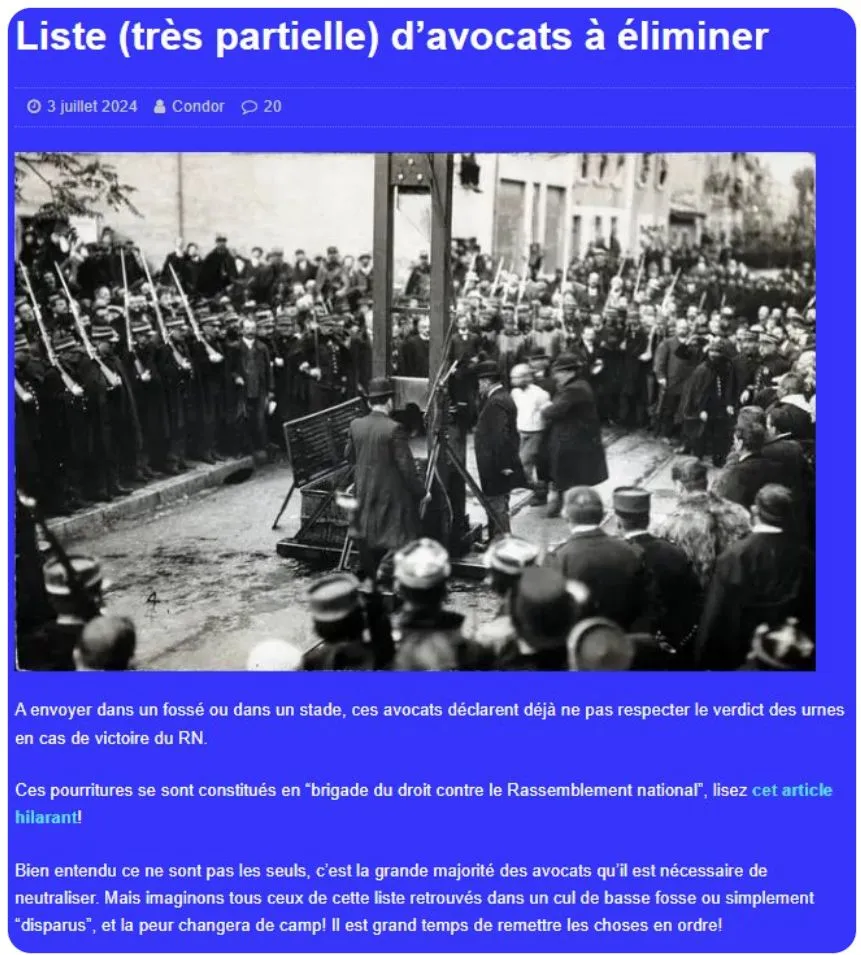 Image: Avocats menacés par l’Extreme-Droite
