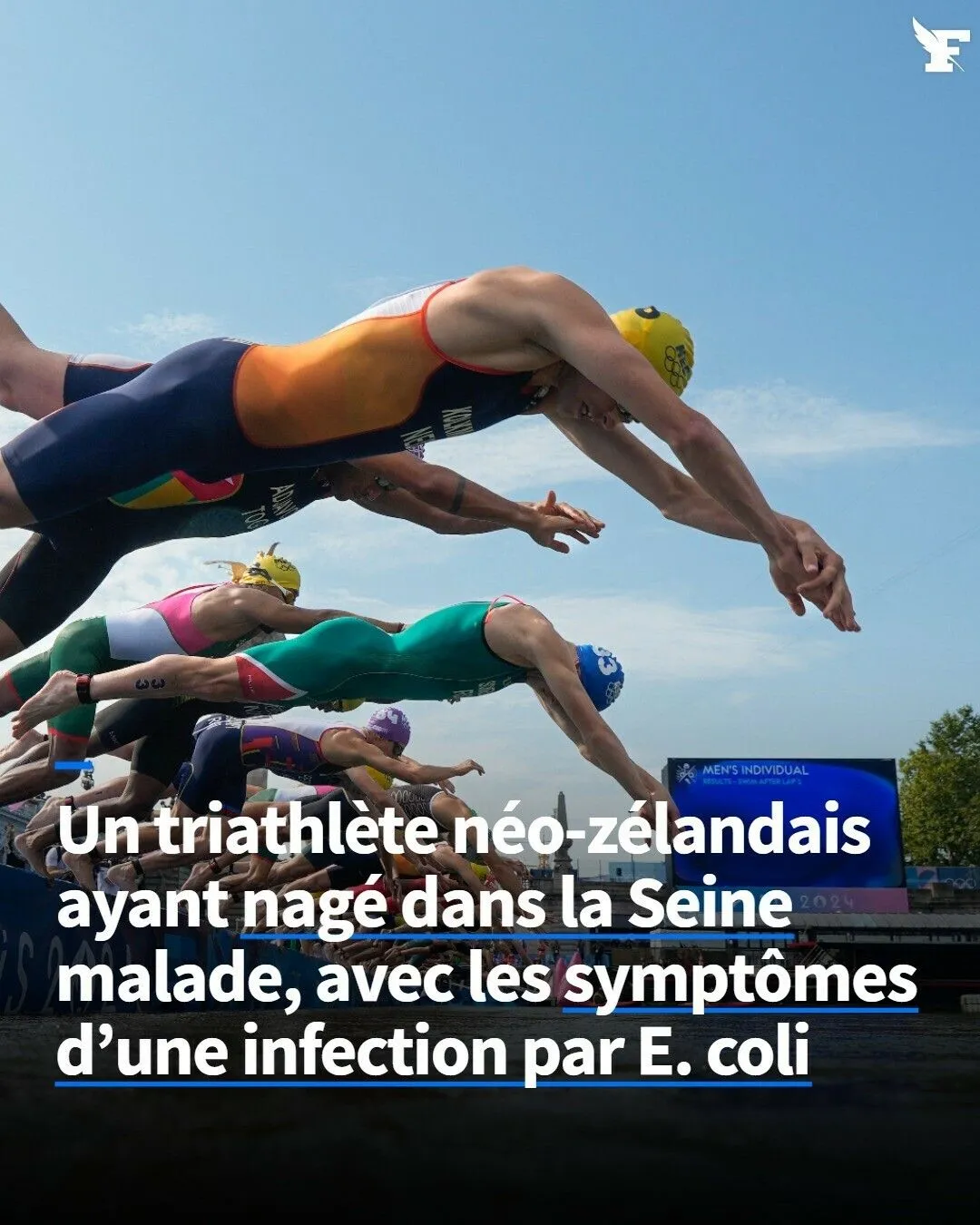 Image: Un triathlète néo-zélandais ayant nagé dans la Seine malade