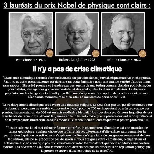 Image: 3 lauréats du prix Nobel de physique climatosceptiques