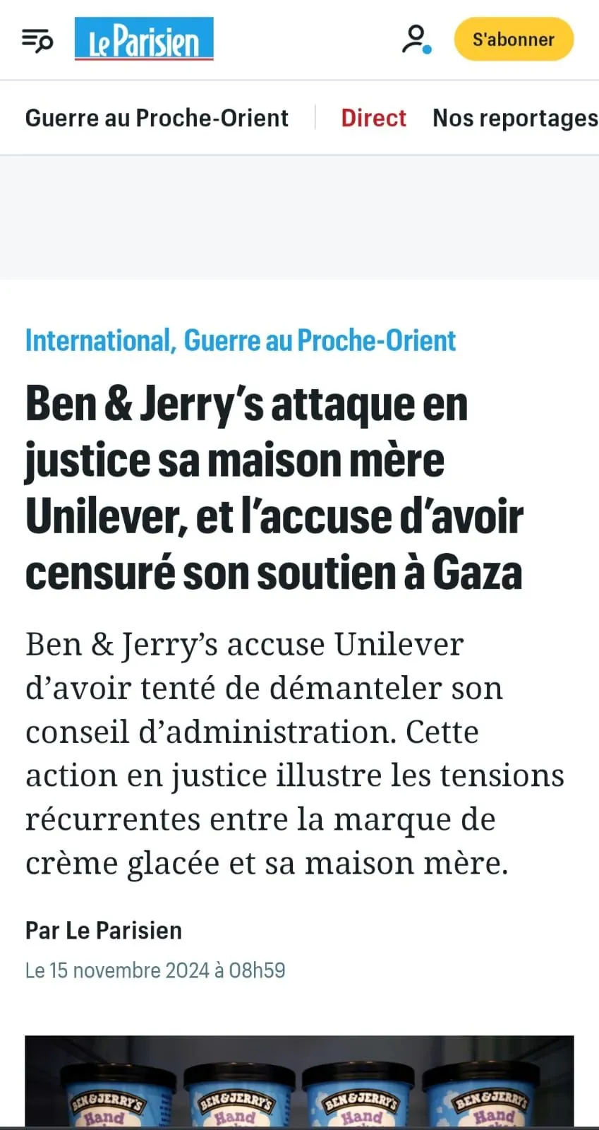 Image: Ben&Jerry’s censuré par Unilever ?