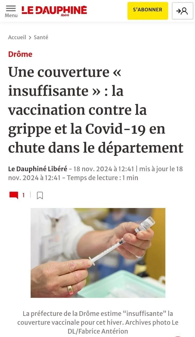 Image: La vaccination contre la grippe et le COVID en chute