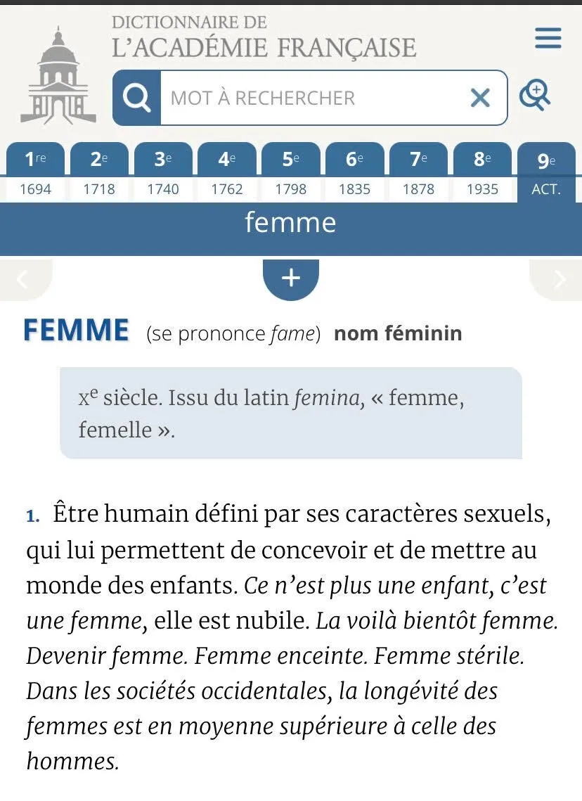 Image: Definition de la femme selon l’académie française