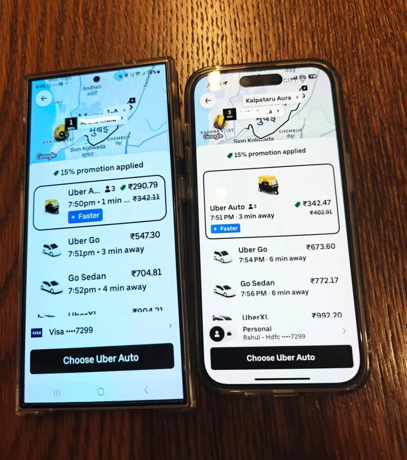 Image: Uber, plus cher sur iPhone que sur Android