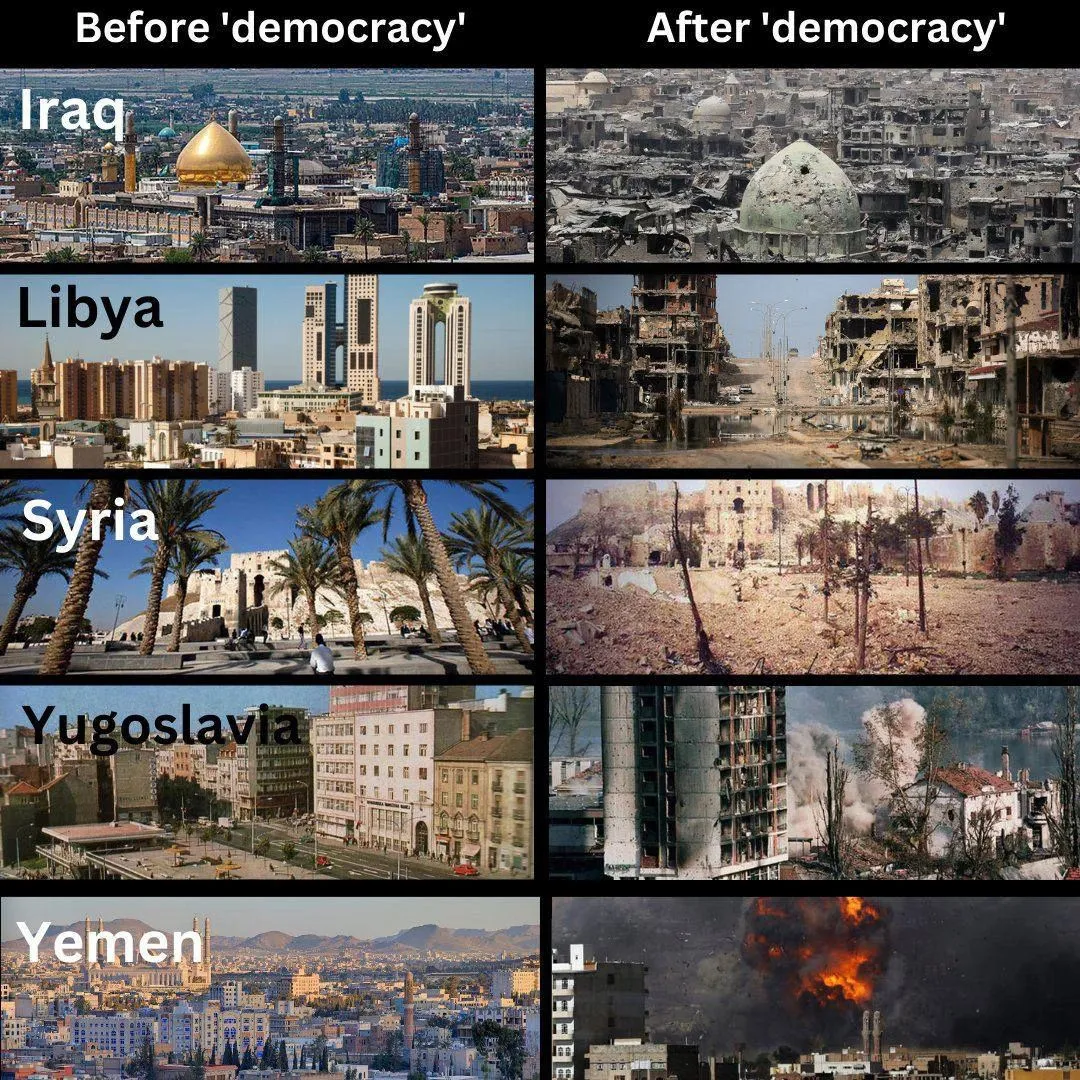 Image: La démocratie : avant / après