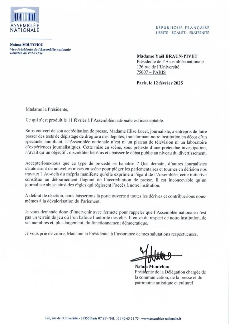 Image: Tests de dépistage de drogue pour les députés