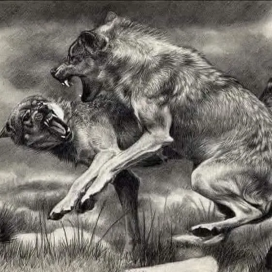 Image: Un loup au combat : tant insipirant ?