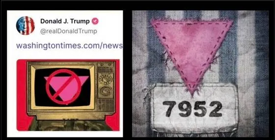 Image: Le triangle rose de Trump, similaire à celui utilisé pendant la 2nde Guerre Mondiale ?