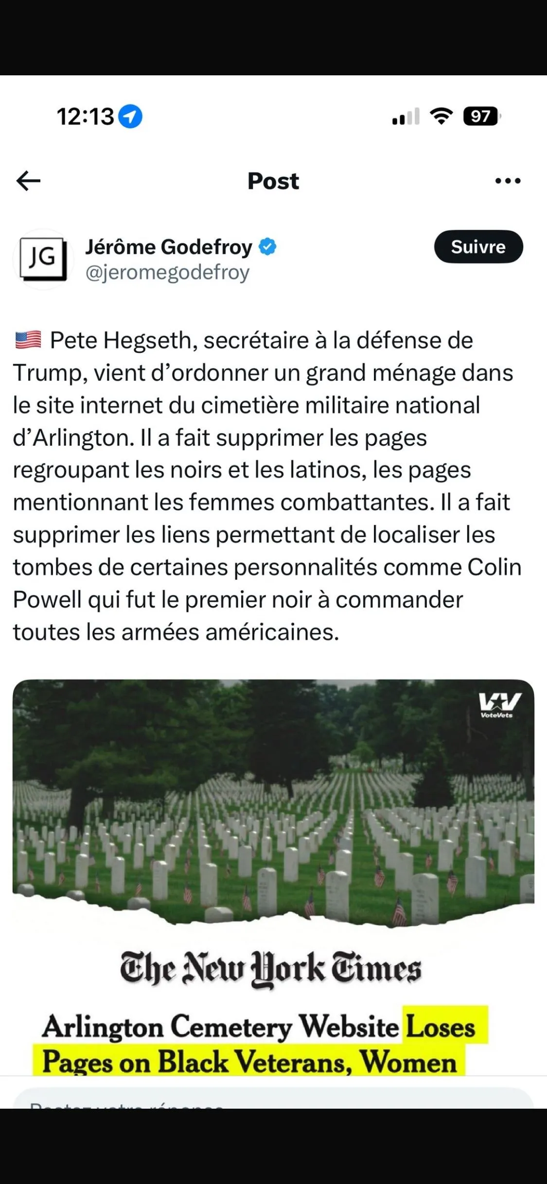 Image: Les pages dédiées aux minorités ont disparu des sites web des cimetières militaires