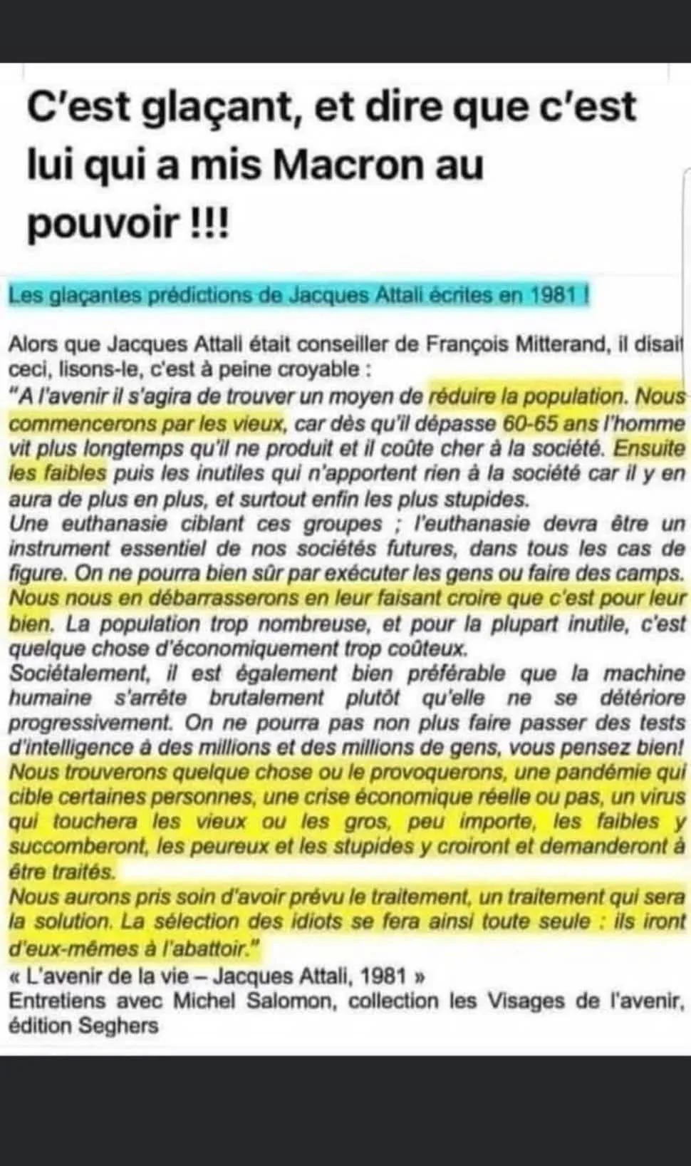 Image: Les glaçantes prédictions d'Attali