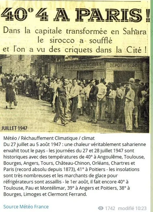 Image: 40,4°C à Paris en 1947