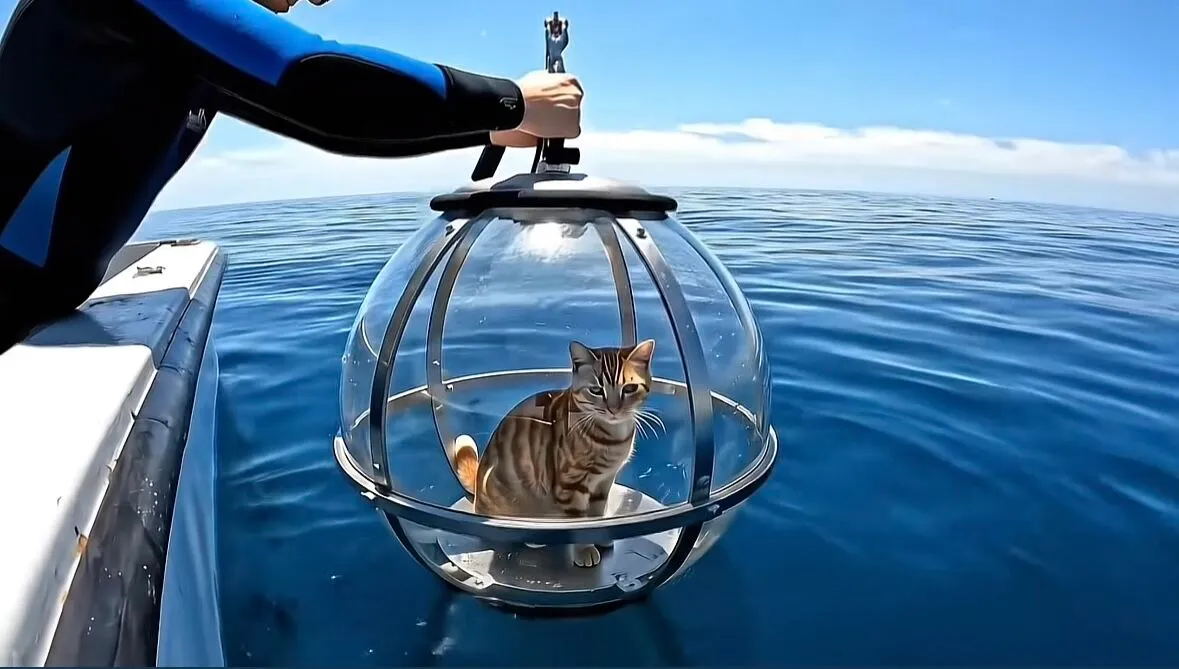 Image: Un chat sous-marin