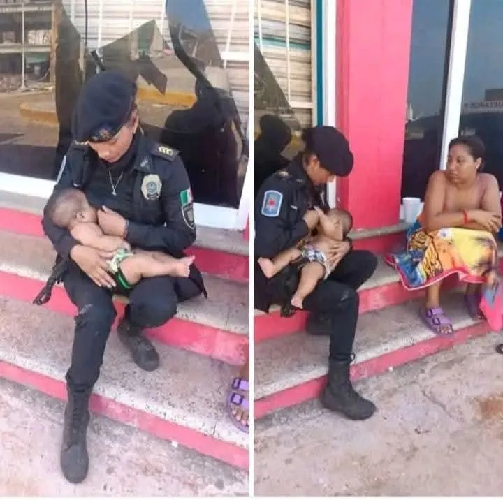 Image: Une policière mexicaine allaite un bébé affamé lors d’une mission