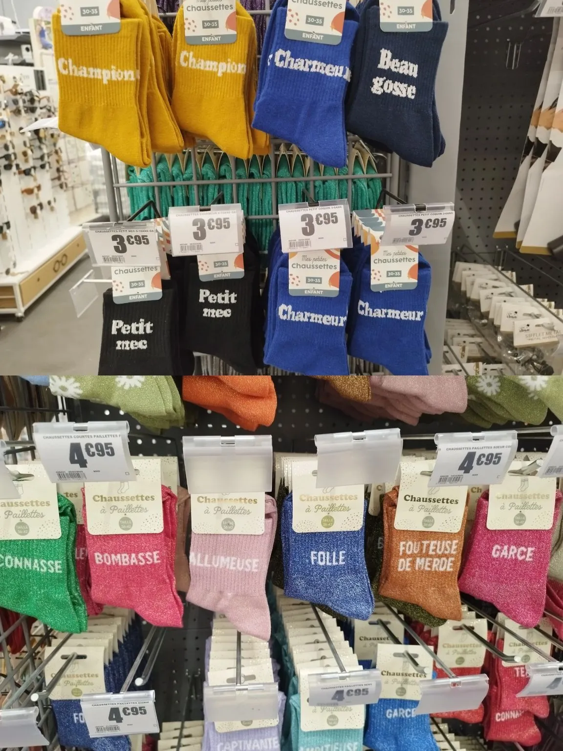 Image: Des chaussettes sexistes en supermarché