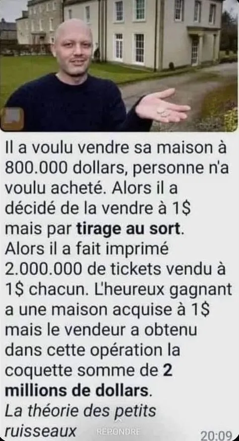 Image: Il organise une loterie pour vendre sa maison