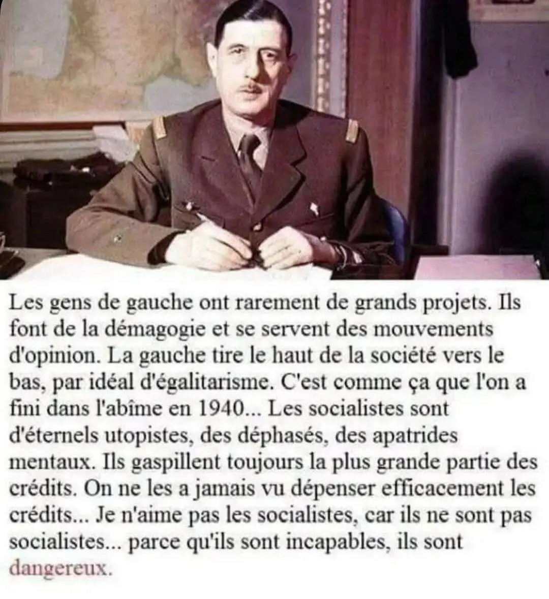 Image: Les socialistes sont des incapables selon De Gaulle