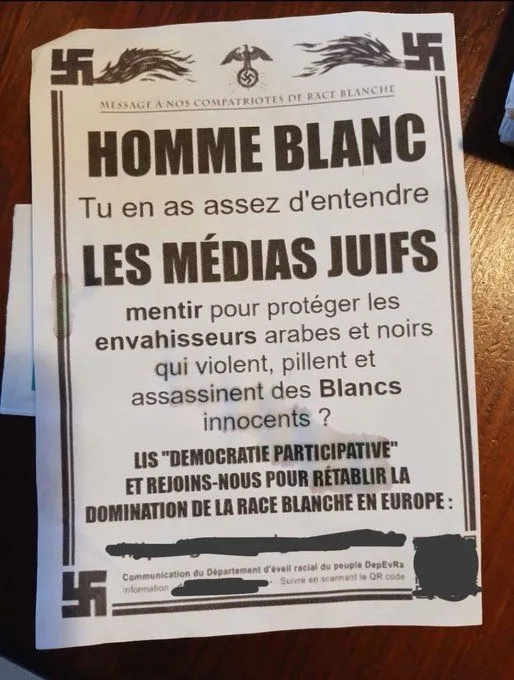 Image: Des tracts néo nazis distribués à Mulhouse
