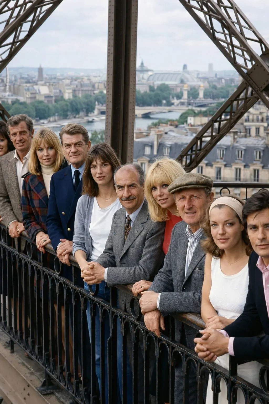 Image: Des stars du cinéma français sur la tour Eiffel en 1965